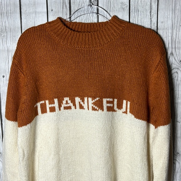 Peace Love World “Thankful” spice Intarsia Sweater Size XS - Picture 3 of 14